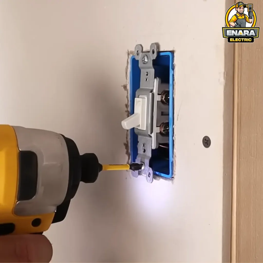 Enara Electric technician replacing single-pole light switch in Cresskill, NJ