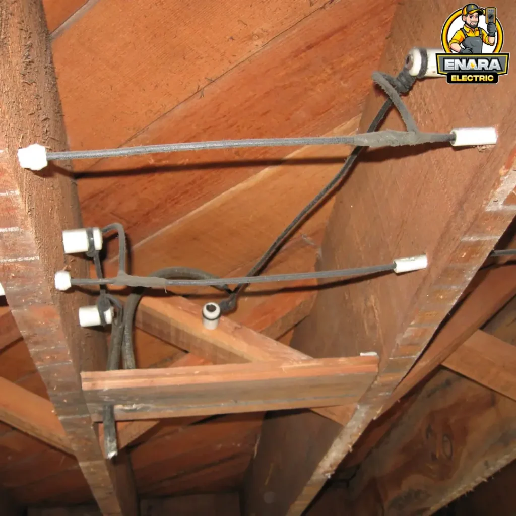 knob and tube porcelain knob replacement in Tenafly NJ attic