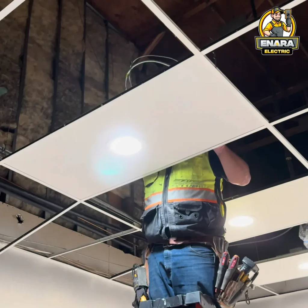 Enara Electric commercial led lighting installation in Englewood NJ warehouse